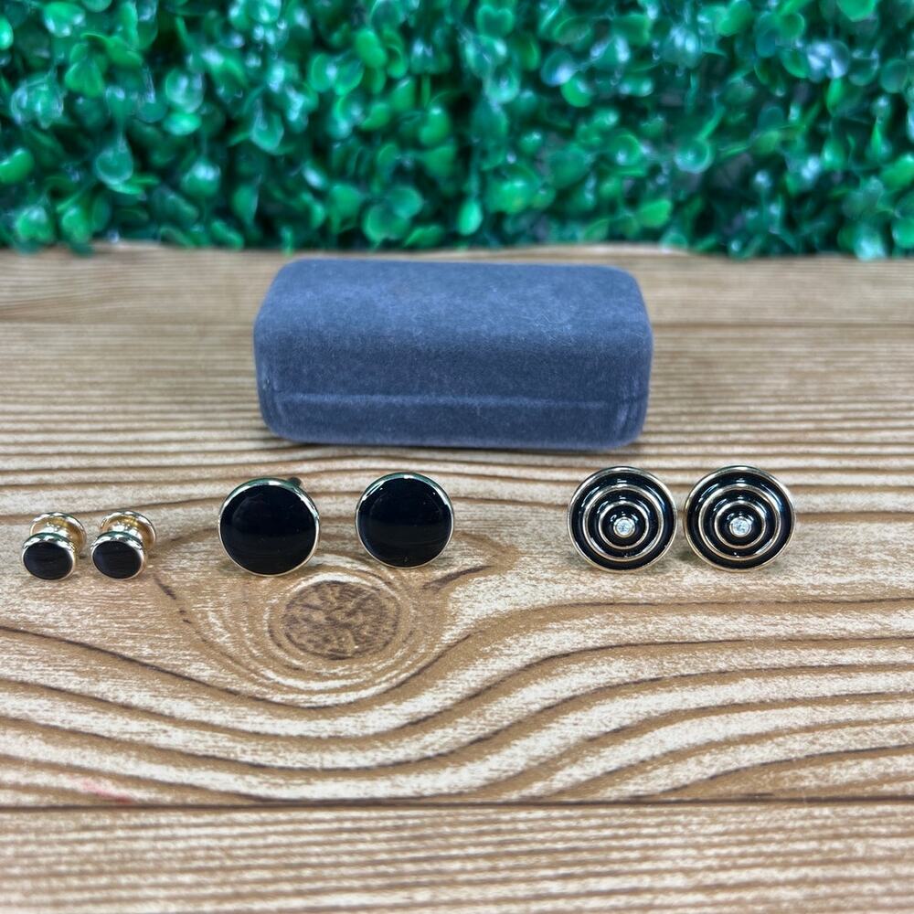 Bundle of Mens Black and Gold Cufflinks